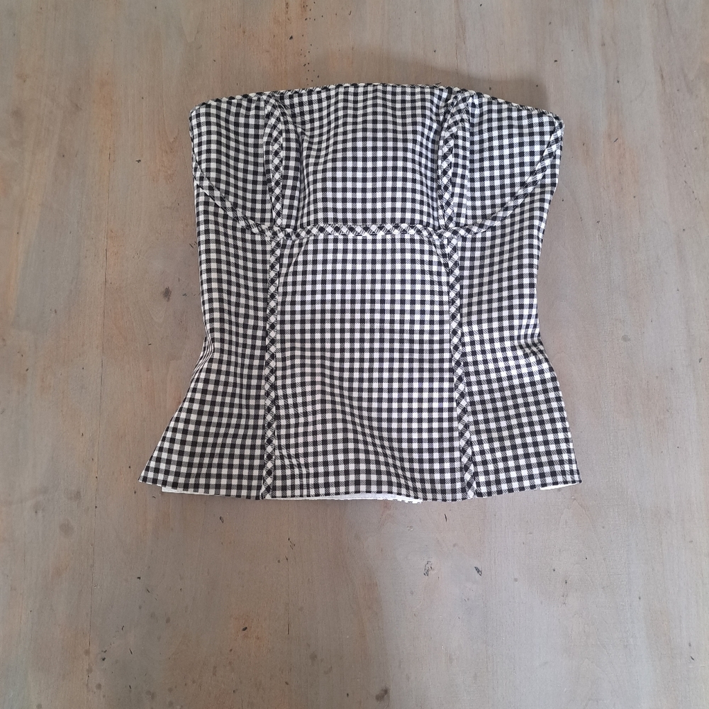 Black and white gingham corset top